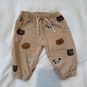 Zara Beige Kids Joggers with Bear Faces